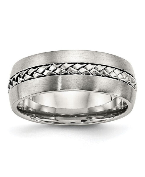 Stainless Steel Brushed and Polished Braided 8mm Band Ring