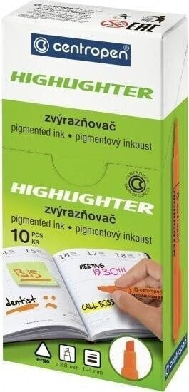 Centropen Cienki zakreślacz Highlighter czerwony (10szt)