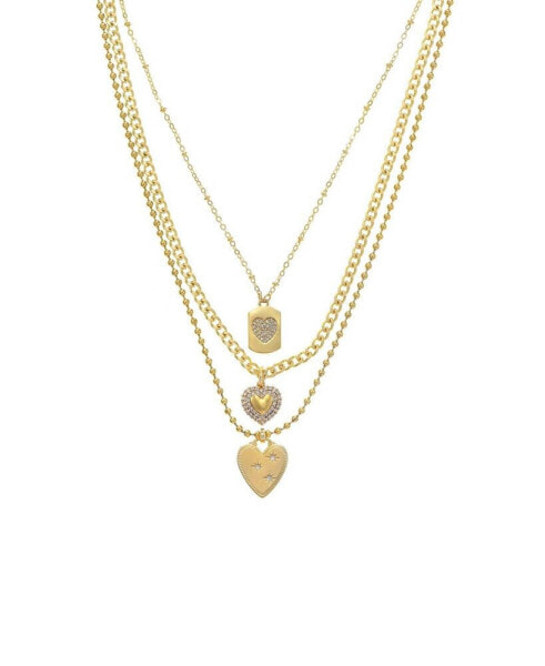 ETTIKA 18k Gold-Plated 3-Pc. Set Cubic Zirconia Heart Pendant Necklaces