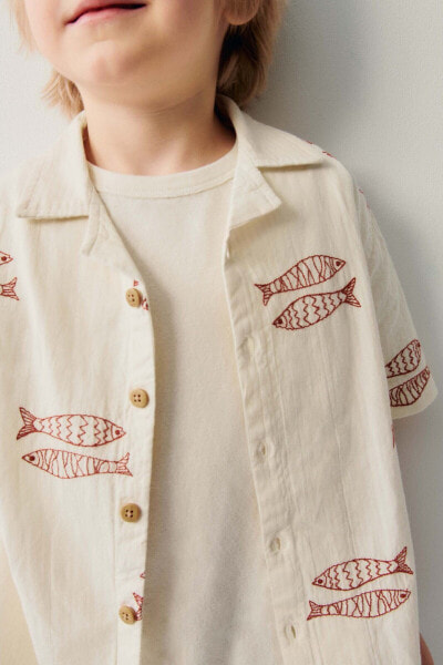 Рубашка с вышивкой «рыбка» ZARA