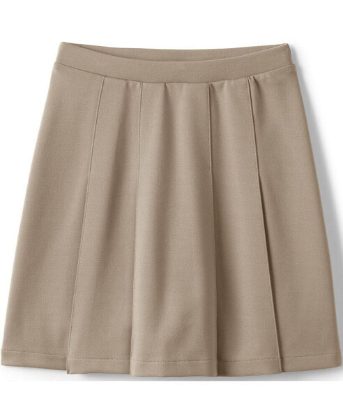 Big Girls School Uniform Ponte Pleat Skirt at the Knee