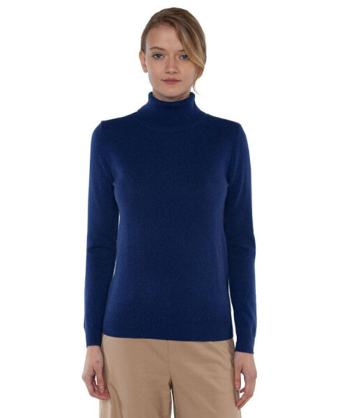 Women's 100% Pure Cashmere Long Sleeve Turtleneck Pullover Sweater