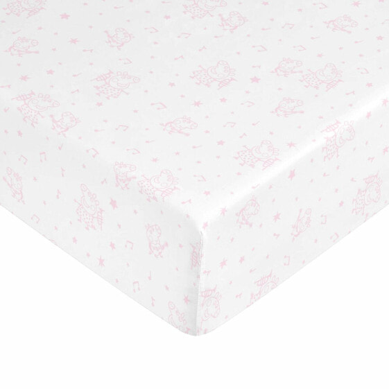 Простыня на резинке Peppa Pig Белый Розовый 60 x 120 см