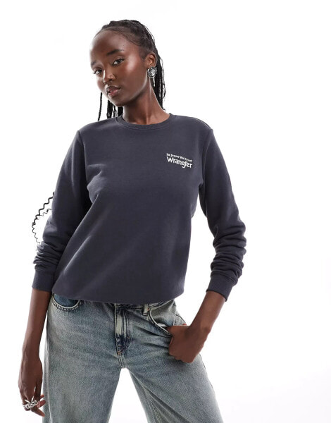 Wrangler chest logo sweatshirt in faded black