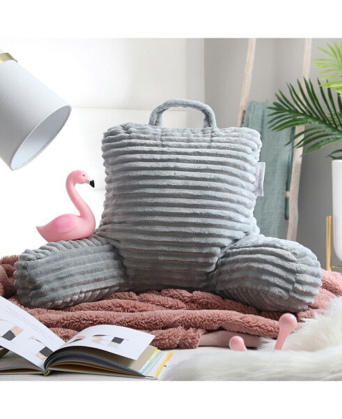 Cut Plush Striped Reading Pillow with Arms, Small