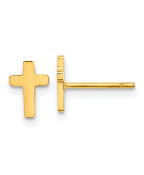 Stainless Steel Polished Yellow IP-plated Cross Earrings