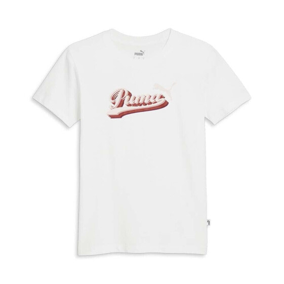 Puma Vintage Script Graphic Crew Neck Short Sleeve T-Shirt Womens White Casual T