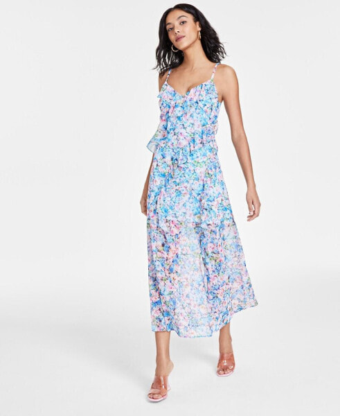 Women's Printed Sleeveless Ruffled Maxi Dress, Created for Macy's