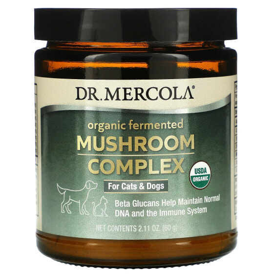 Витамины и добавки Dr. Mercola Bark & Whiskers, органическая ферментированная смесь грибов, для кошек и собак, 60 г