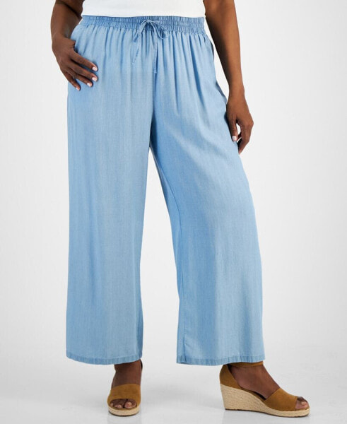 Широкие джинсы высокой посадки Style & Co plus Size, созданные для Macy's
