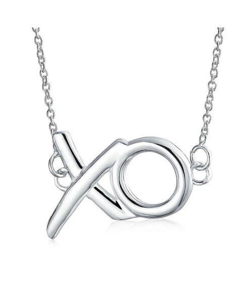 Minimalist Hugs And Kisses XO Station Pendant Necklace For Women For Sterling Silver With Chain