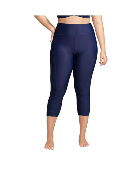 Plus Size High Waisted Modest Swim Leggings with UPF 50 Sun Protection