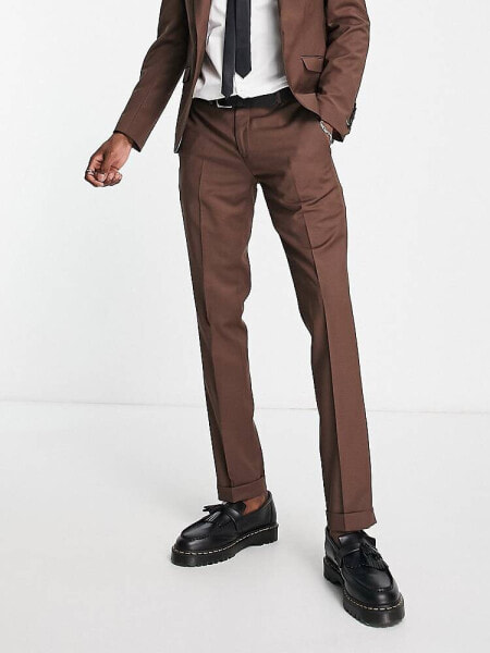 Twisted Tailor buscot suit trousers in chestnut brown