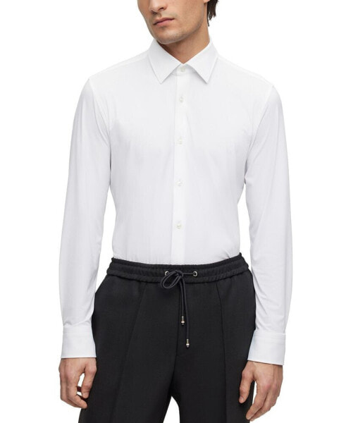 Men's Micro-Dobby Performance-Stretch Slim-fit Dress Shirt