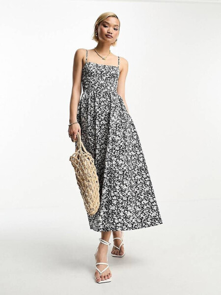 & Other Stories strappy maxi dress in navy floral