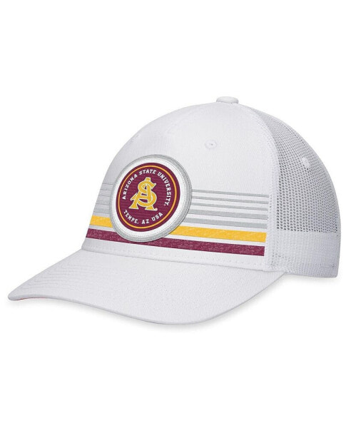 Men's White Arizona State Sun Devils Top Trace Trucker Snapback Hat