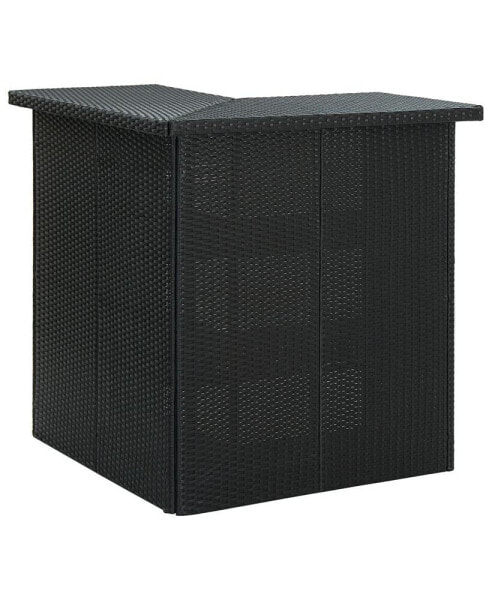 Corner Bar Table Black 39.4"x19.7"x41.3" Poly Rattan