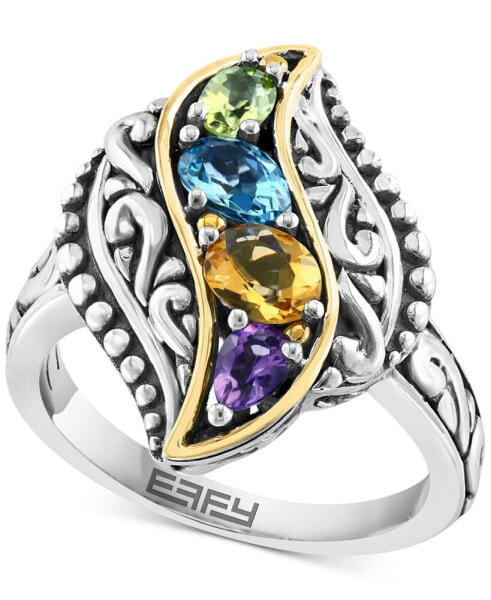 EFFY® Multi-stone Filigree Ring (2-1/5 ct. t.w.) in Sterling Silver & 18k Gold-Plate