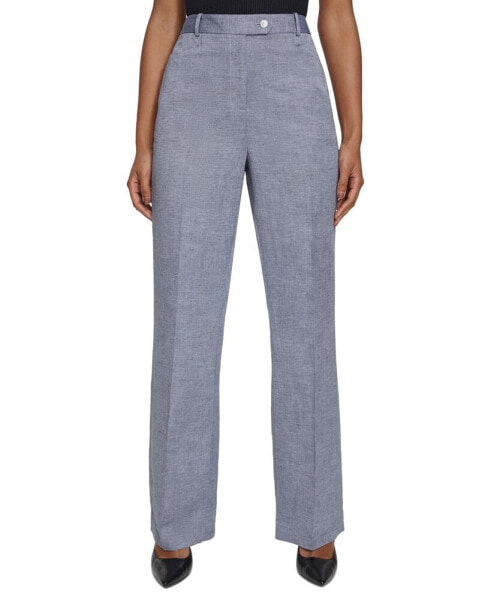 Petite Straight-Leg High-Rise Career Pants