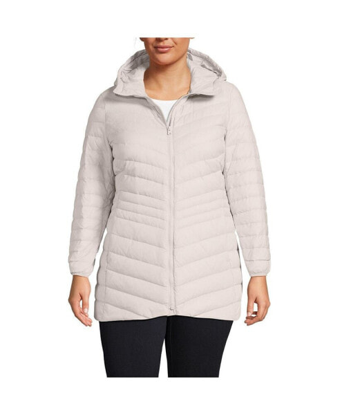 Plus Size Wanderweight Ultralight Packable Hooded Long Down Jacket