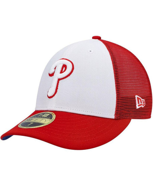 Men's White, Red Philadelphia Phillies 2023 On-Field Batting Practice Low Profile 59FIFTY Fitted Hat