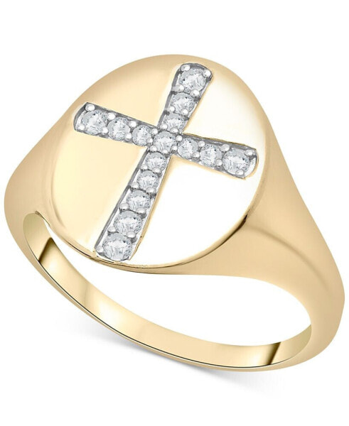 Diamond Cross Ring (1/7 ct. t.w.) in 14k Gold, Created for Macy's