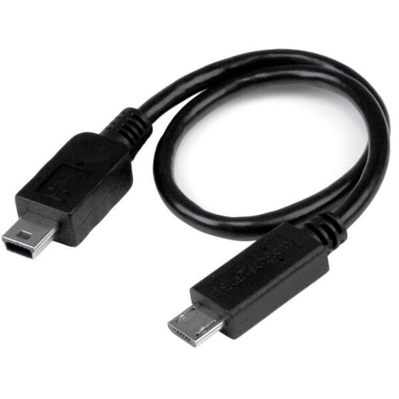 StarTech.com USB OTG Cable - Micro USB to Mini USB - M/M - 8 in. - 0.2 m - Mini-USB B - Micro-USB B - Male/Male - Black