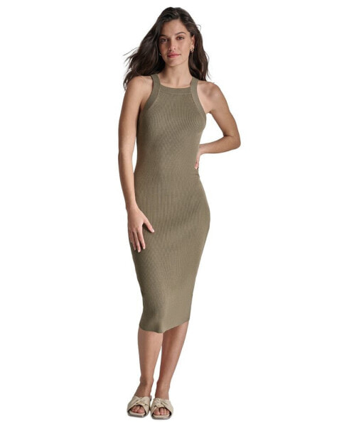 Women's Ribbed Knit Sleeveless Bodycon Dress