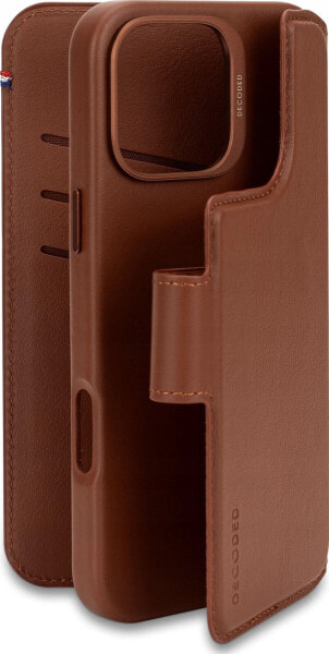 Decoded Decoded Leather Detachable Wallet - skórzana obudowa ochronna do iPhone 16 Pro kompatybilna z MagSafe (tan)