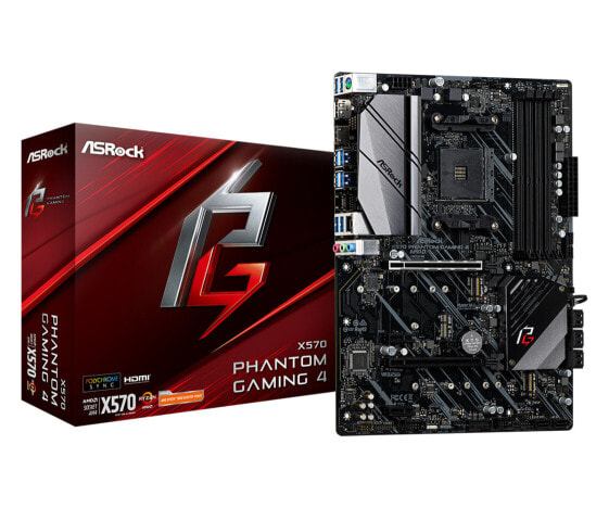 Материнская плата ASRock X570 Phantom Gaming 4 - AMD - Socket AM4 - 2nd Generation AMD Ryzen™ 3 - 3rd Generation AMD Ryzen™ 3 - 2nd Generation AMD Ryzen™ 5 - 3rd... - Socket AM4 - DDR4-SDRAM - 128 GB