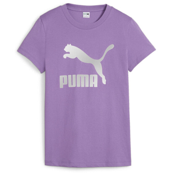 Puma Classics Shiny Logo Crew Neck Short Sleeve T-Shirt Womens Size M Casual To