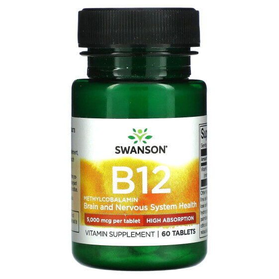 Витамин B12, 5,000 мкг, 60 таблеток Swanson