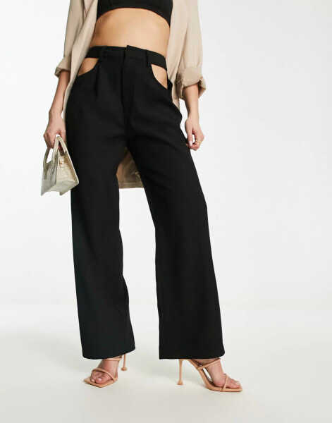 Aria Cove tailored trouser with cut-out detail in black