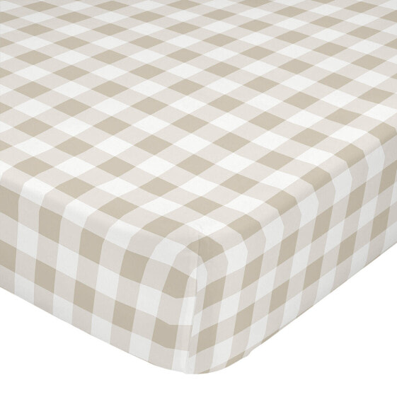 Fitted bottom sheet HappyFriday Basic Kids Beige 60 x 120 x 14 cm Gingham