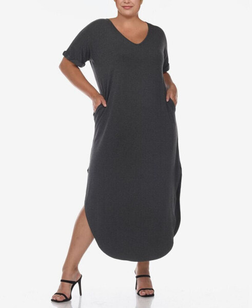 Plus Size Short Sleeve V-neck Maxi Dress