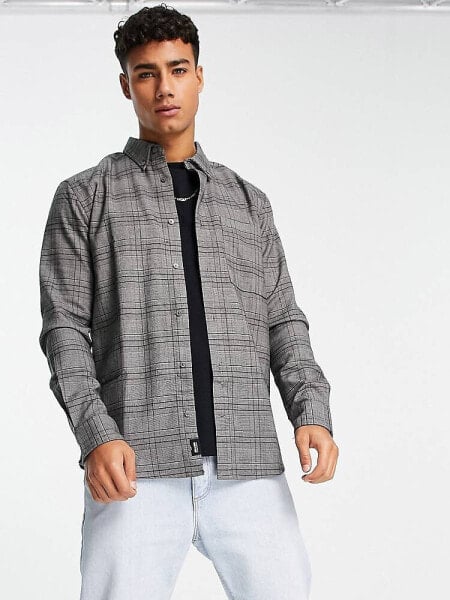 ONLY & SONS smart check overshirt in dark grey