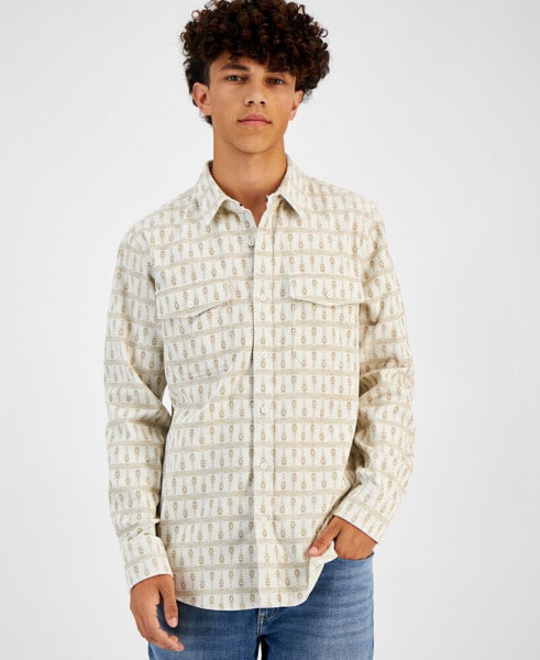 Рубашка мужская Sun + Stone Yohaan из вельвета с принтом, созданная для Macy's