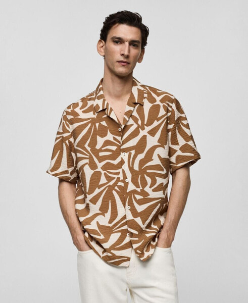 Men's Regular Fit Texture Printed Shirt