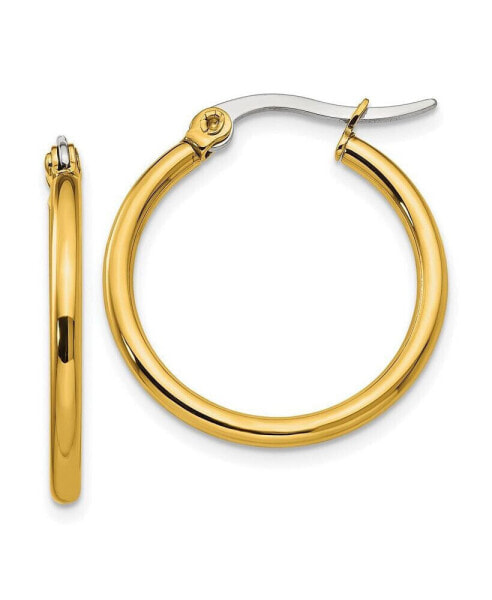 Stainless Steel Polished Yellow plated Hoop Earrings