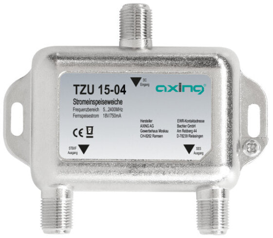 axing TZU 15-04 - Kabelsplitter - 5 - 2400 MHz - Metallisch - 53 mm - 16 mm - 55 mm