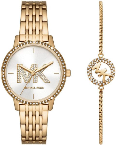 Women's Melissa Three-Hand Gold-Tone Stainless Steel Watch Set 35mm