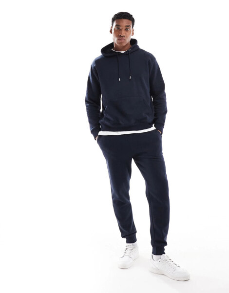 DTT overhead hoodie & jogger tracksuit set in dark navy