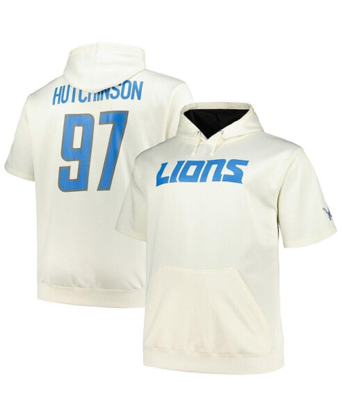 Men's Aidan Hutchinson Cream Detroit Lions Big Tall Short Sleeve Hoodie T-Shirt