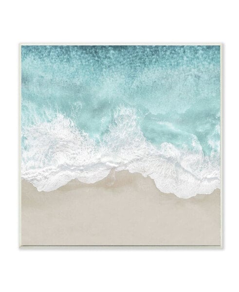 Sea Foam Sandy Beach Soft Blue Coast Art, 12" x 12"