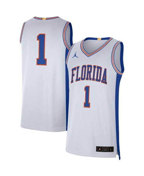 Men's #1 White Florida Gators Retro Limited Jersey