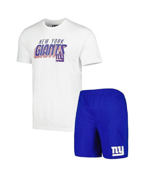 Men's Royal, White New York Giants Downfield T-shirt and Shorts Sleep Set