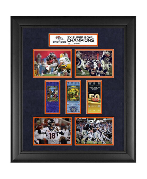 Denver Broncos Framed 20" x 24" Super Bowl 50 Champions 3-Time Super Bowl Champs Replica Ticket and Photo Collage