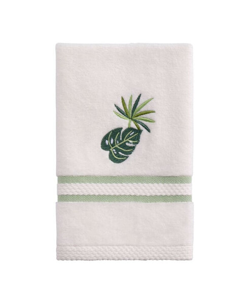 Viva Palm Embroidered Cotton Fingertip Towel, 11" x 18"