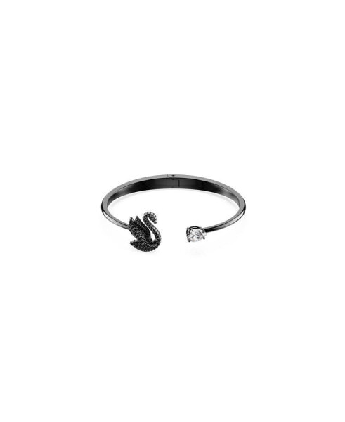 Swan, Black, Ruthenium Plated Iconic Swan Bangle Bracelet