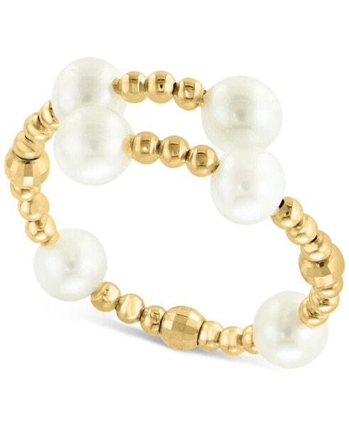 EFFY® Cultured Freshwater Pearl (4-1/2mm) Beaded Coil Ring in 14k Gold